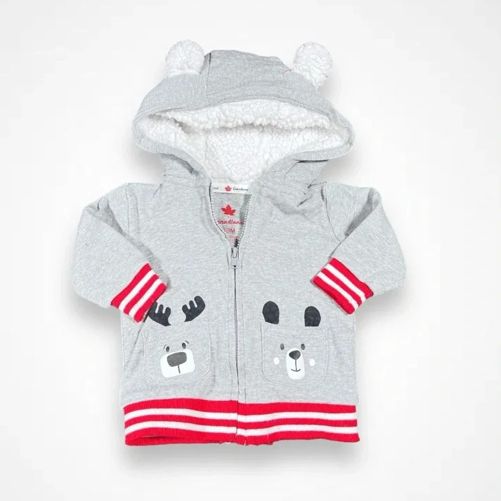 4/$20 Canadiana Light Gray Zip Up Hoodie